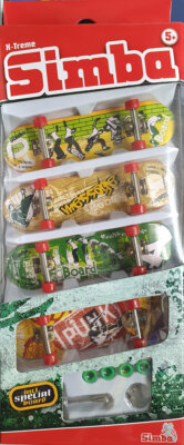 Simba  Mini Finger Skateboard 4er-Set Fingerskates cooles Design Wechselrollen