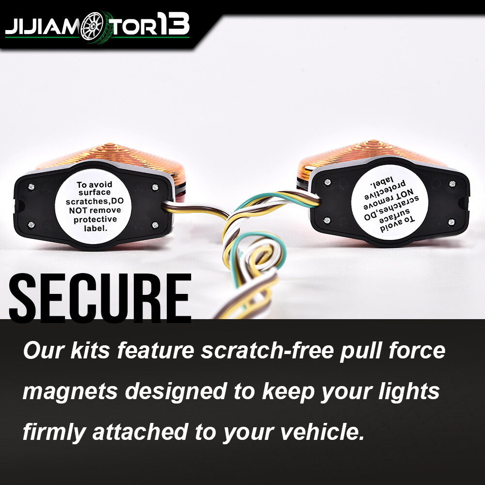 Wireless Tow Lights 12V Magnetic Tow Light Kit - Amber/Red Trailer Towing Light For RV, Dolly, Towed Vehicle Wireless Trailer Lights - Foto 3