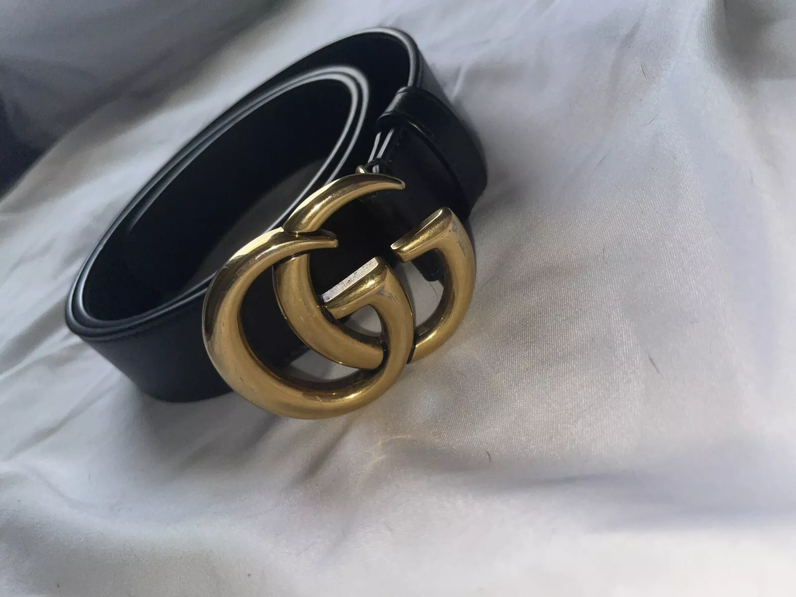 Ceinture cuir Gucci avec double boucle style G 414516 taille 85/34