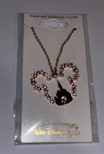 Disney Parks Arribas Bros Rose Gold Mickey Castle Swarovski Crystal Necklace NEW