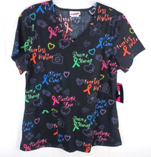 Scrubstar Womens' Cancer Awareness V-Neck Scrub Top SMALL Nurse School Chemo