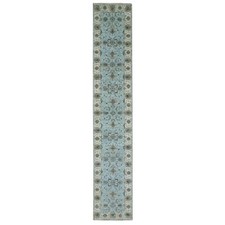 2'6" x 14' Reverie Blue Wool Hand Knotted Shah Abbas Runner Oriental Rug R76033