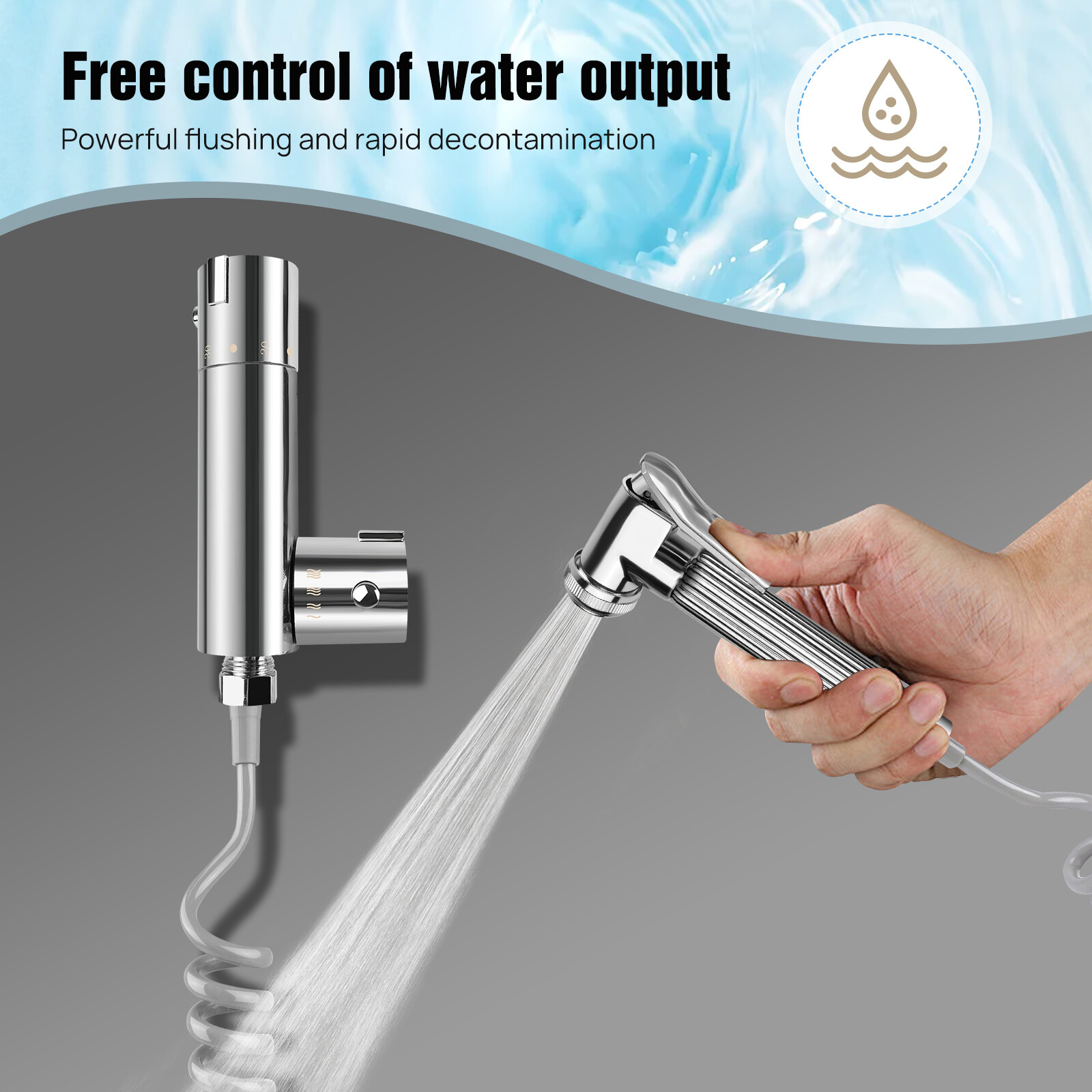 CHROME DOUCHE BIDET SHATTAF MUSLIM SHOWER SPRAY BRASS THERMOSTATIC KIT