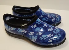 Sloggers Blue Paw Print Garden Outdoor Waterproof Slip On Shoe Womens Size 6 EUC