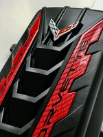 2020/24 CORVETTE C8 ENGINE COVER SILVER EMBLEM TORCH RED CARBON FIBER RAILS OEM (For: More than one vehicle)