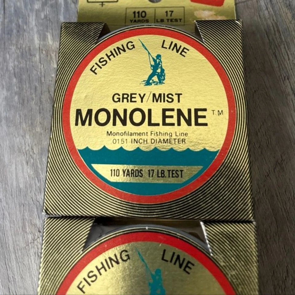 Antigo. Lote de 4 novas linhas de pesca cinza/névoa MONOLENO 0151 polegadas diâmetro 17 lb teste 110 jardas - Imagem 2 de 4