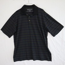 Pebble Beach Polo Shirt Mens XL Performance Golf Black Striped Short Sleeve