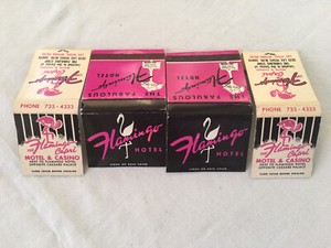 LOT OF 4 VTG FLAMINGO CASINO HOTEL CAPRI MOTEL LAS VEGAS UNSTRUCK MATCHBOOKS