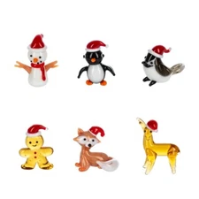 Ganz Mini Glass Christmas Figure w/Santa Hat Penguin Bird Fox Snowman Reindeer