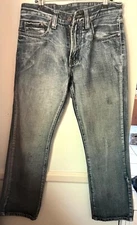 Flypaper Mens Jeans Size 29/32 Straight Leg Darker Distressed Blue Design Nice