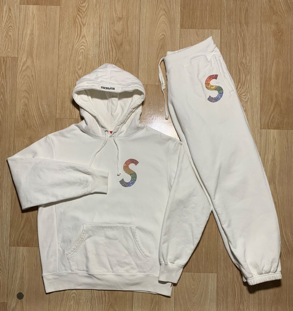 Supreme Swarovski Crystals Logo S Tracksuit Hoodie and Pants Supreme Swarovski Crystals Logo S Tracksuit Hoodie and Pants
