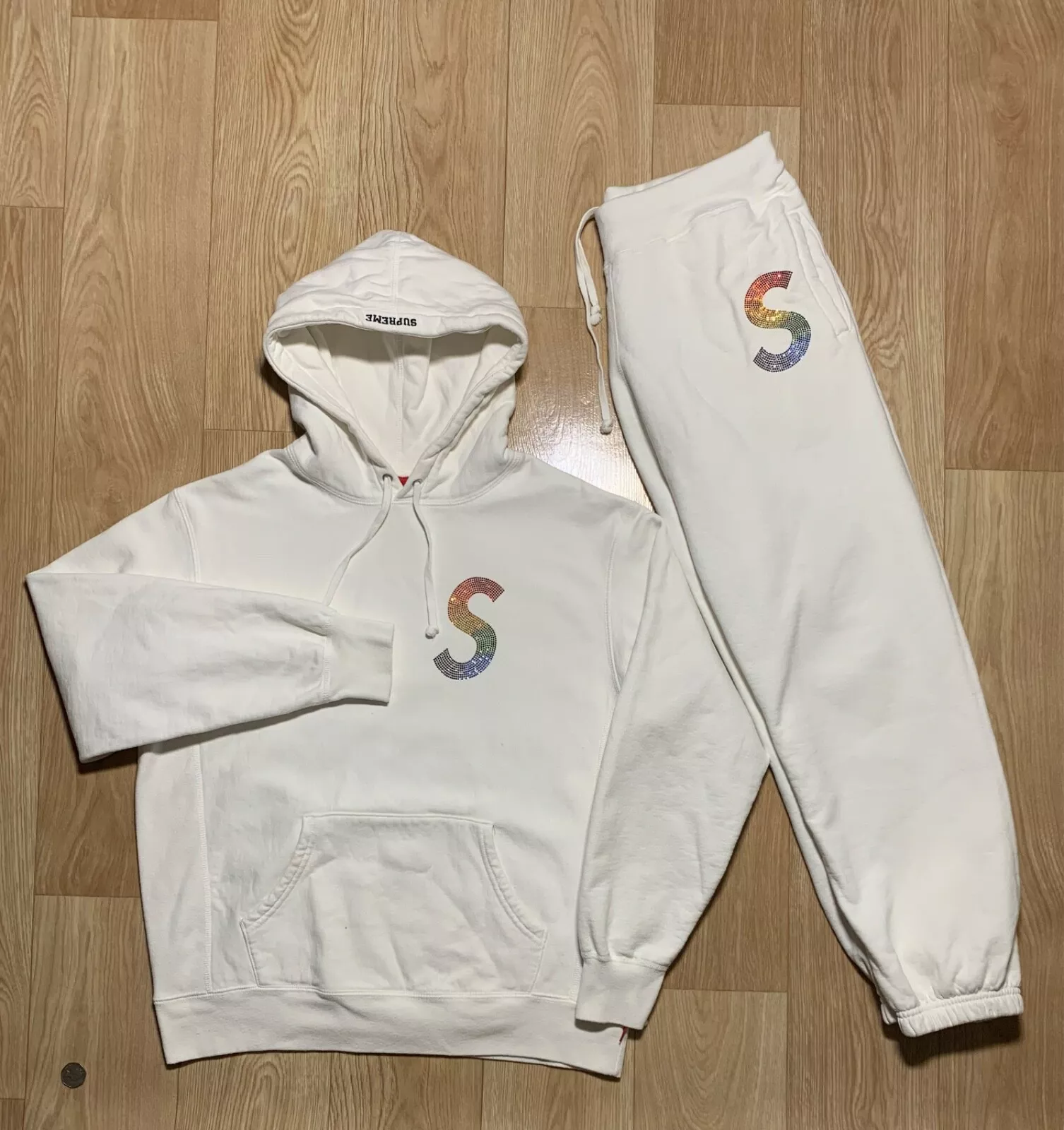 Sweat à capuche et pantalon survêtement Supreme Swarovski Crystals Logo S