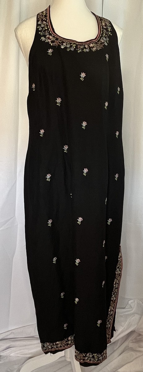 black linen dress pakistani BD-3004-Black Pakistani Designer Dresses