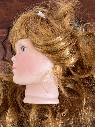 VTG Porcelain Doll Head Parts For 16” Dolls Green Eyes Light Red Hair/Wig - Picture 7 of 11