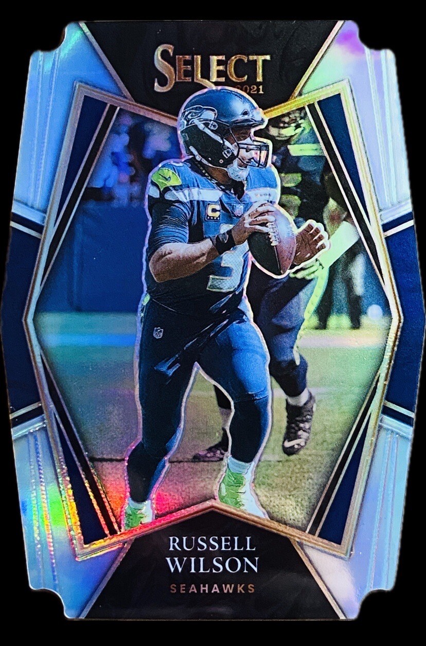 2021 PANINI SELECT RUSSELL WILSON PREMIER LEVEL SILVER HOLO DIE-CUT PRIZM 130 EX
