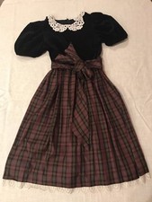 Girls Dress Kids Party Christmas Outfit Size 4 Holidays Black Velvet and Plaid