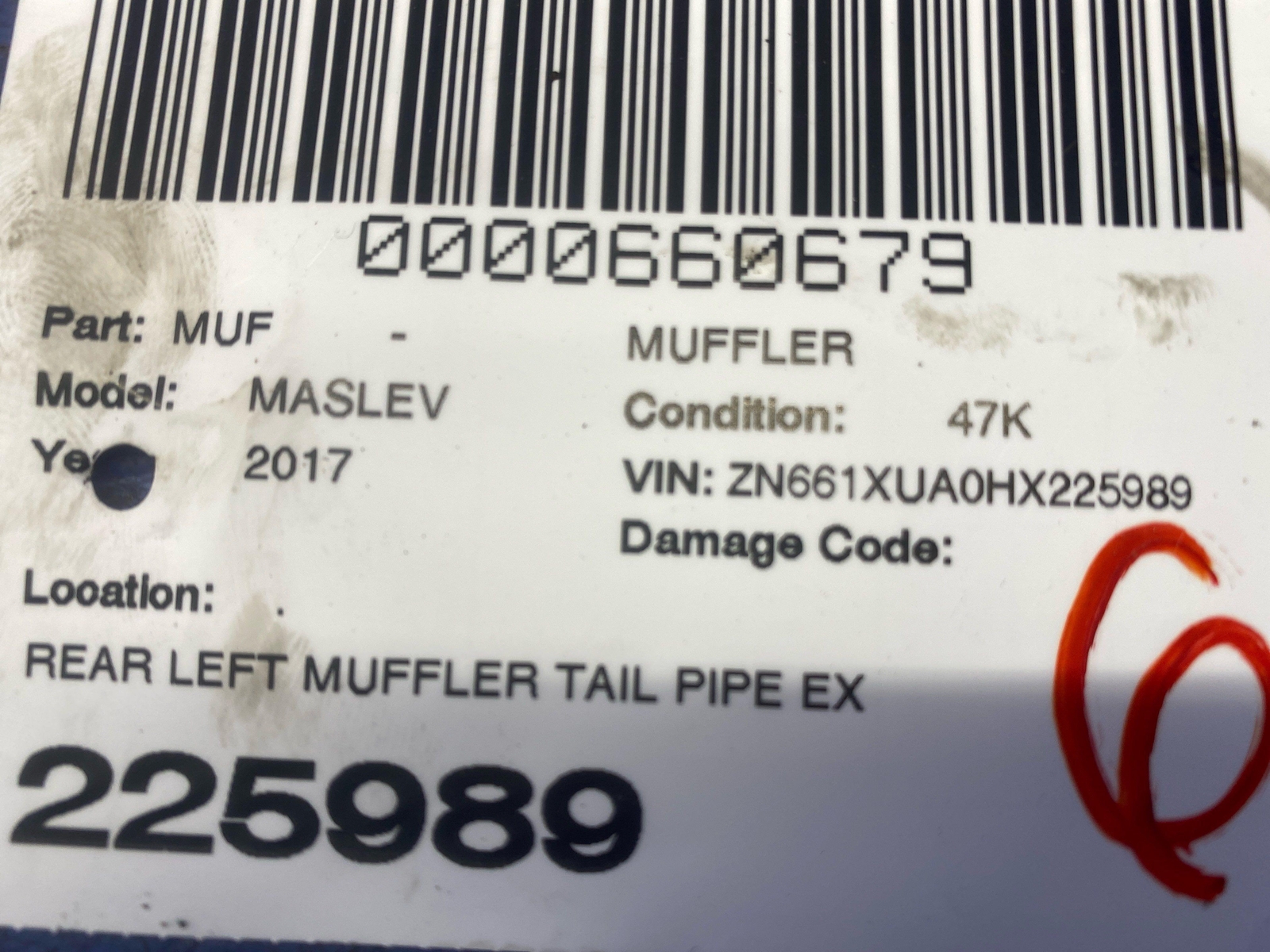 2017-2024 MASERATI LEVANTE LEFT MUFFLER TAIL PIPE EXHAUST TIP W/ GRILLE *NOTE*