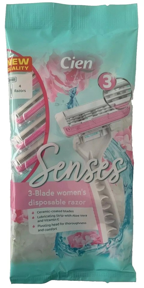 CIEN 3 Blade Razor Women Unisex flexible head senses shaving vitamin E ...
