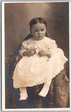 Postcard RPPC Cute Baby Toddler In White Dress R08
