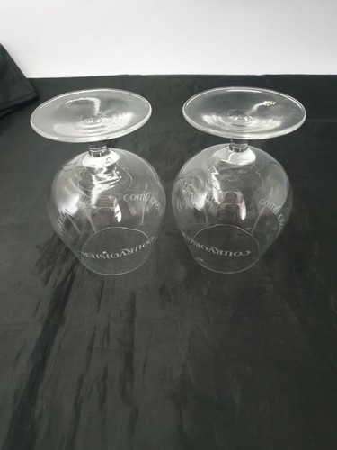 ARC France Courvoisier Balloon Shaped Clear Glass Cognac Glasses Etched Pair - Picture 7 of 12