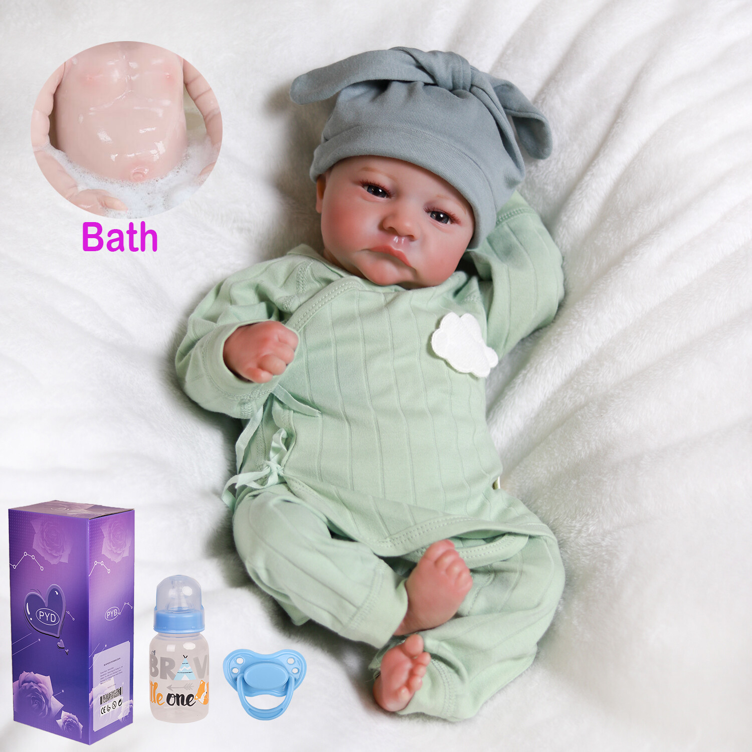 Lifelike Newborn Full Body Silicone Vinyl Boy Doll