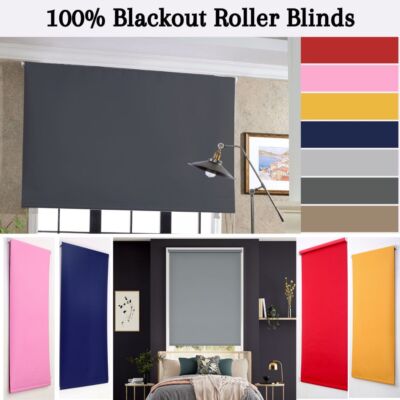100% Verdunkelungsrollo Uni Stoff Thermoisoliert Fensterrollo Easy Fit