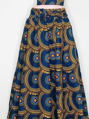 BRANDNEU Damen bedruckter afrikanischer Maxirock MIT TASCHEN Einheitsgröße + KOPFTUCH - Bild 11 von 15