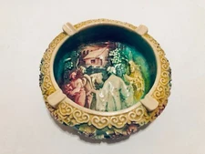 Vintage Ceramic Oriental Ash Tray or Dish 8 inch diameter. 2-1/2 inch tall.