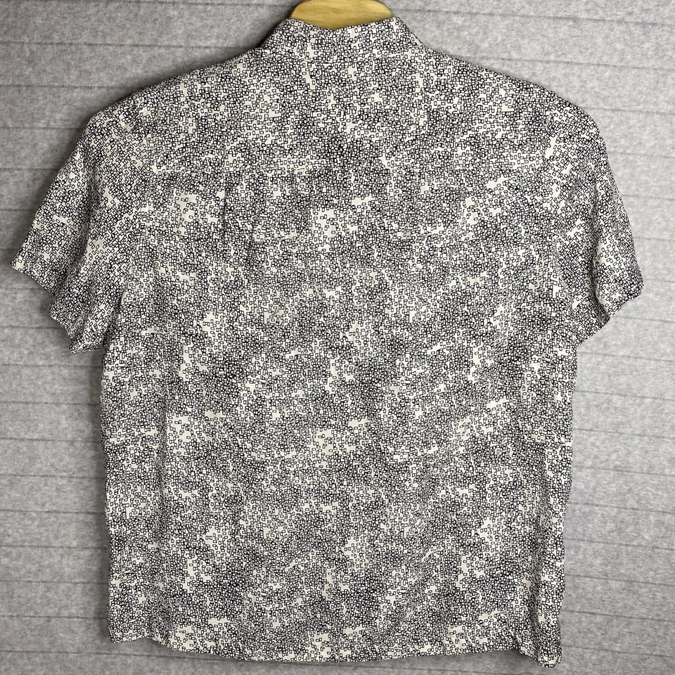 Мужская рубашка Cezani с коротким рукавом на пуговицах с геометрическим узором размер XL шелк льняная смесь - Изображение 3 из 4