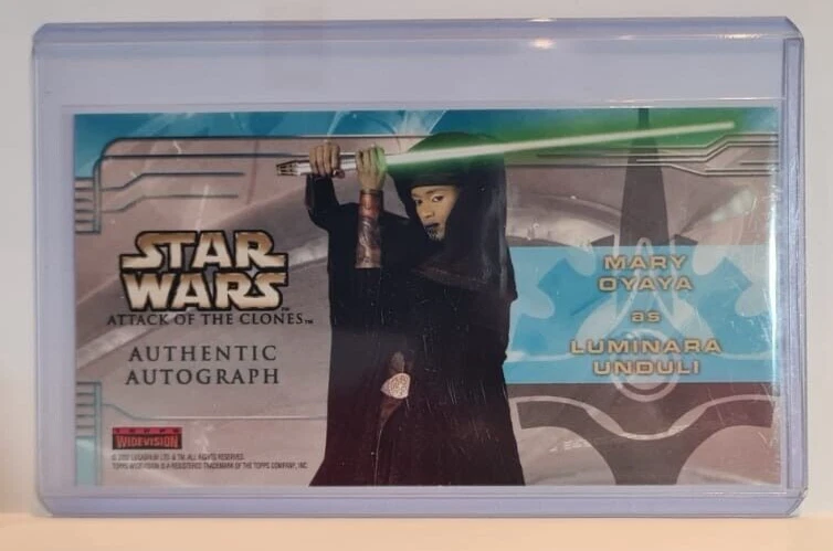 Star Wars Attack of the Clones Widevision 2002 Topps Auto Mary Oyaya as Luminara - Image 2 of 2