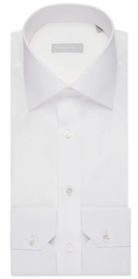 Camisa de Vestir Stefano Ricci Nueva con Etiquetas Lujo Talla 15.5 39 Algodón Blanco Sólido Hecha en Italia Foto 3 de 4