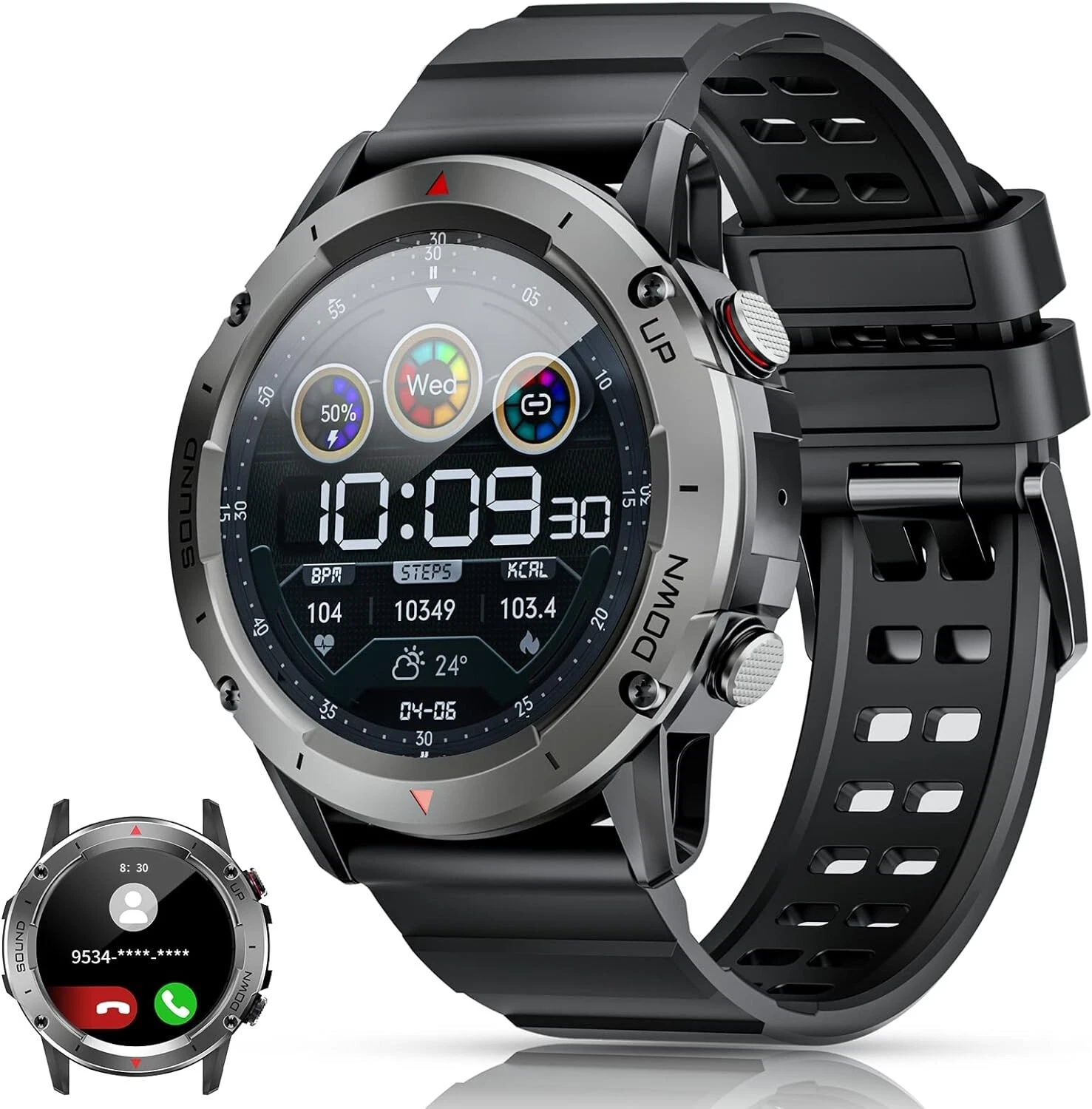 Smartwatch Men's Phone Function Wristwatch Sport Watch for iPhone Samsung Huawei