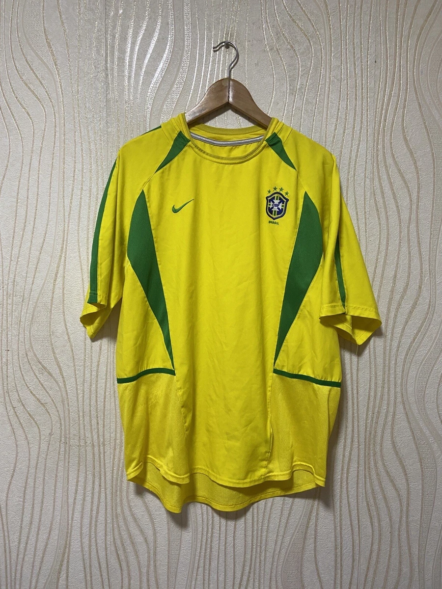 BRAZIL 2002 2003 HOME FOOTBALL SHIRT SOCCER JERSEY NIKE sz XL MEN YELLOW