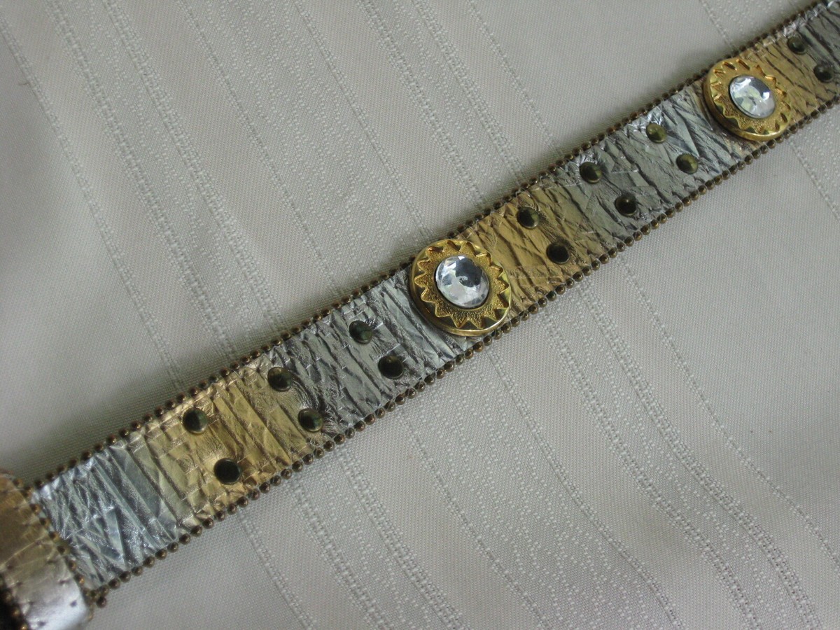 Elite Beaded Metallic Dot Belt in Gold and Silver silver glitter belt products for sale | eBay main image 4