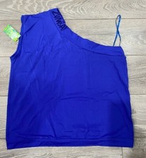 zumba sassy blue one shoulder top shirt ladies fitness gym dance size XXL 20-22
