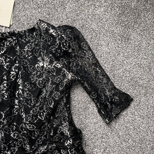 Vampires Wife X HM Silver Lace Mini Dress Size 10UK 6US M Goth Metallic Party - Picture 19 of 20