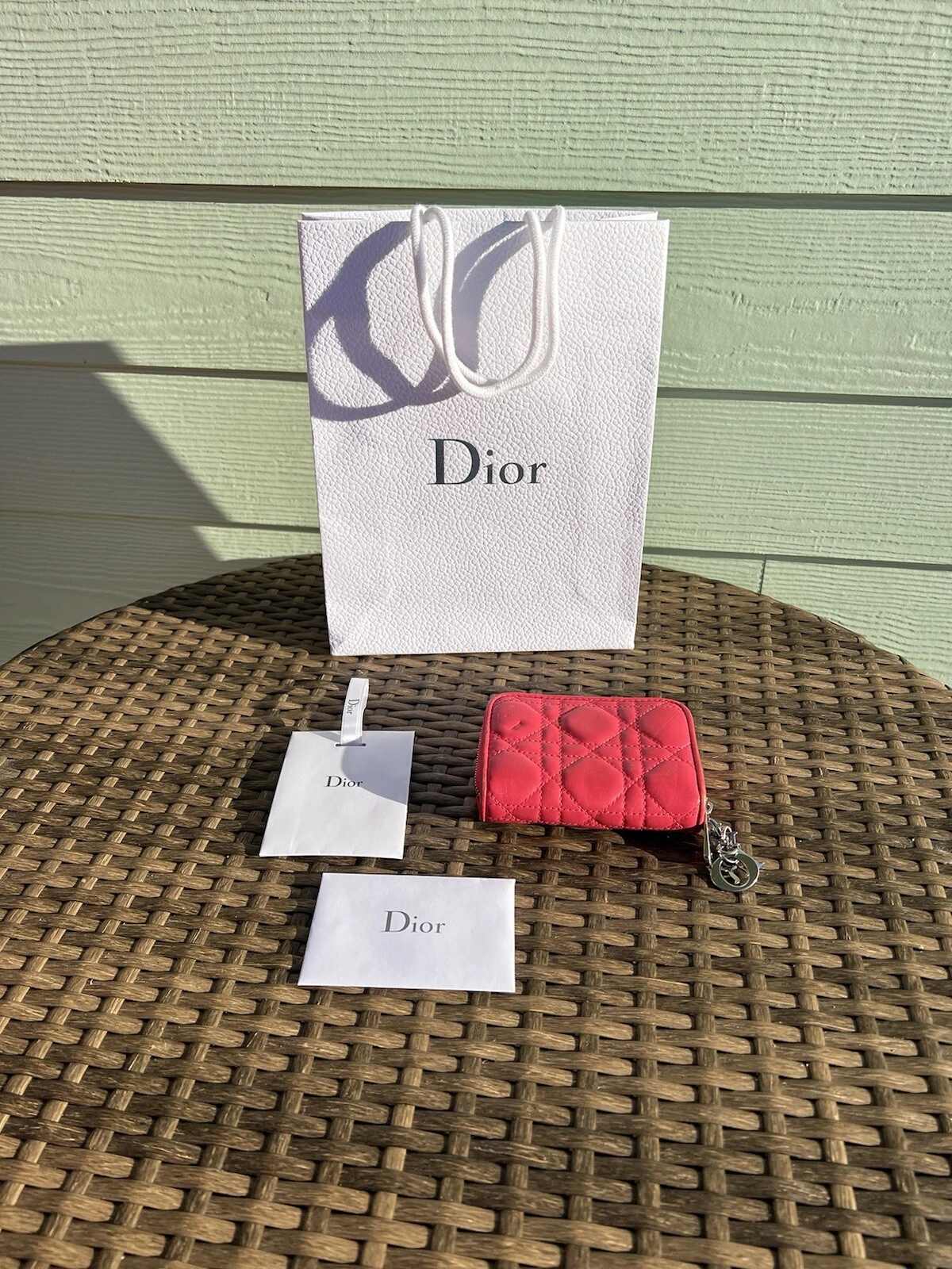 PORTEFEUILLE CUIR LADY DIOR rose en cuir