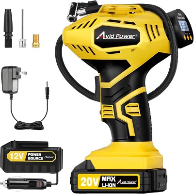 AVID POWER Tire Inflator Portable Air Compressor, 20V Cordless Car Tire Pump wa