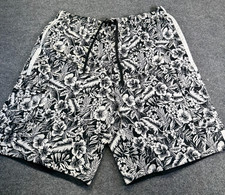 VTG Graphite Swim Trunks Mens L Black  White Floral Hawaiian NWT