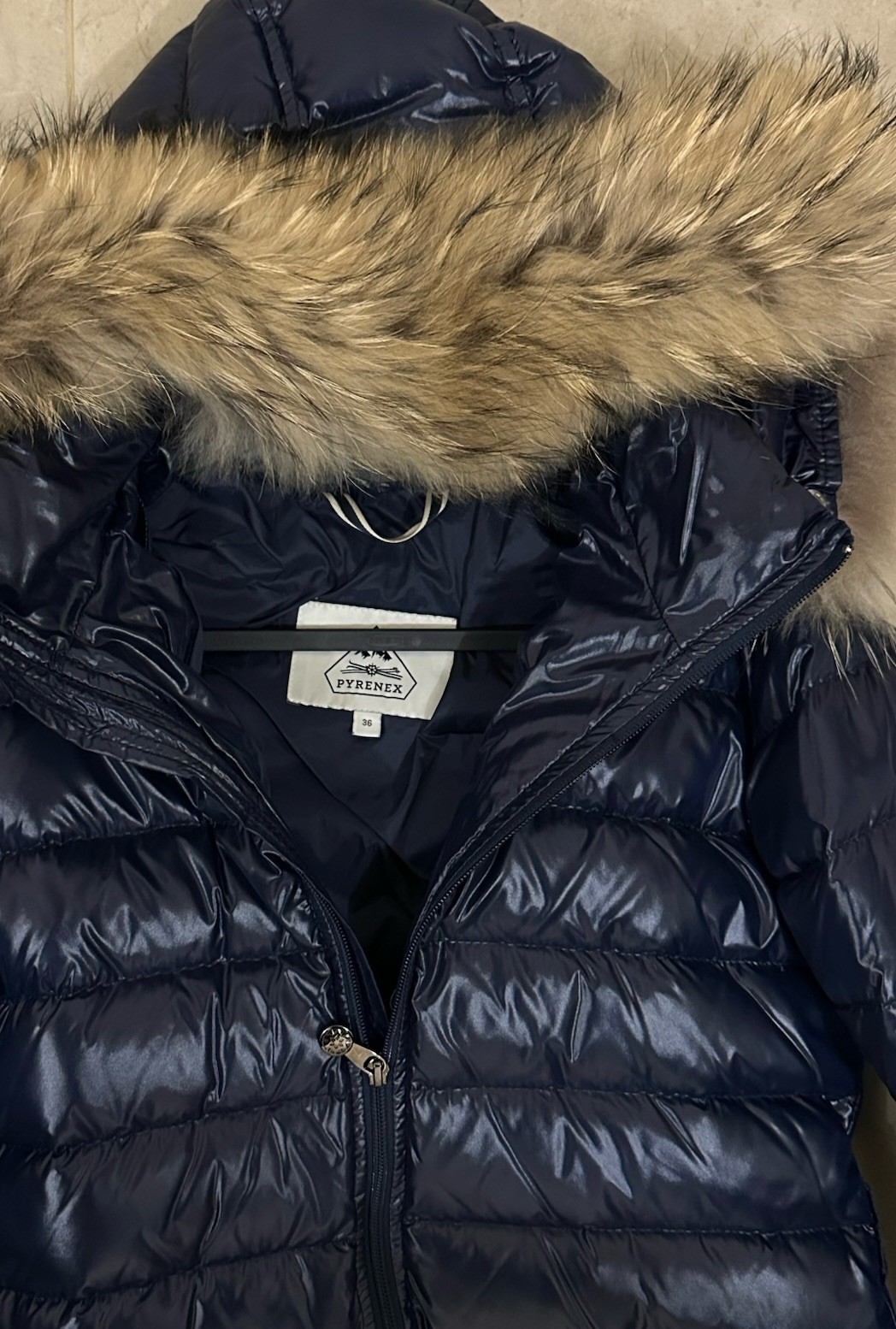 PYRENEX Women's Navy Blue Fur Hood Jacket, Size 36/S - Like New! image 4