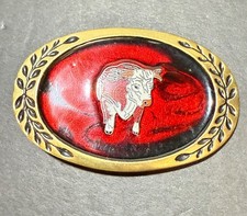 Bull Belt Buckle Steer Heritage 1981 Western Solid Brass Collectible Cowboy