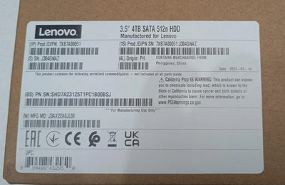 One New Lenovo ThinkSystem 7XB7A00051 00YK040 4TB 7.2K SATA 3.5'' HDD Hard Drive