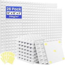 26 Pack Sound Proof Foam Panels for Walls, 12" X 12" X 2" Pyramid Acoustic Foam