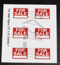 FOR SALE SIGNS — 12" x 9" in 1/25 scale for MODEL CARS— Diorama or Garage —READ