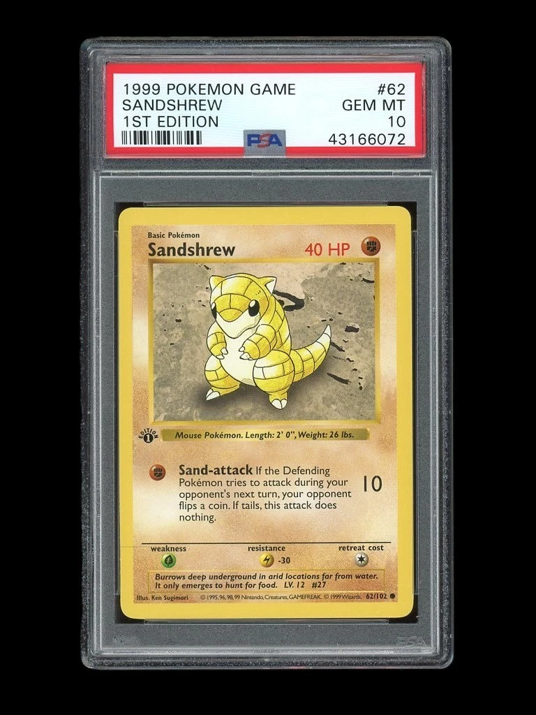 Pokemon PSA 10 GEM MINT Sandshrew 1st Edition Base Set Shadowless