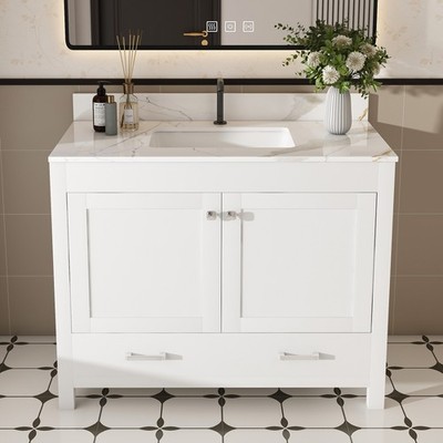 Modern 43''Bathroom Vanity with Artificial marble karalakin color  Set , Multi-