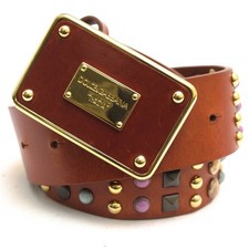 Dolce&Gabbana Men Belt Business Genuine Leather Brown BE0406 Stone Decoration