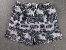 Sand N Sun Swim Trunks Mens L Elastic Waist Drawstring Lined Silver Gray Causal