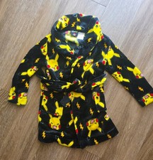 Pokemon Pikachu w/Lighting Bolts Boys Plush Robe Bathrobe Pajama Robe Size 4/5