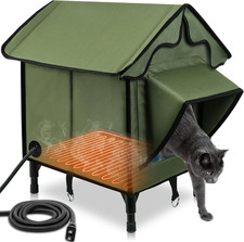 Heated Cat House for Outside, Winter Insulated Cats House with Heated Pad, Water